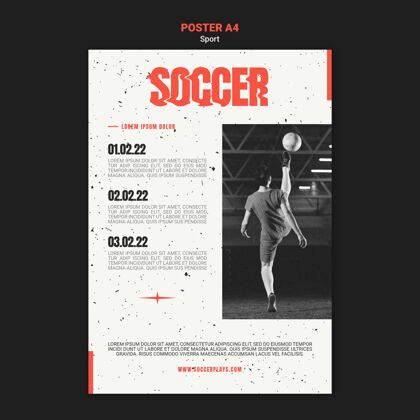足球垂直海报模板与女性球员足球游戏垂直体育