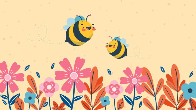 墙纸可爱的小蜜蜂动物桌面壁纸可爱的背景可爱可爱