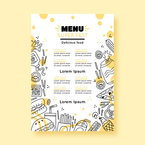 菜单餐厅菜单模板与绘制的元素菜单模板餐厅印刷品
