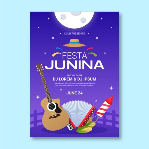 junina传单梯度festajunina垂直海报模板junina海报传统传单