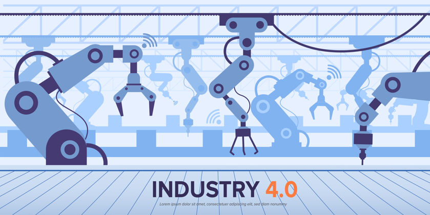 网络工业4.0横幅 智能技术 机械臂电力现代技术