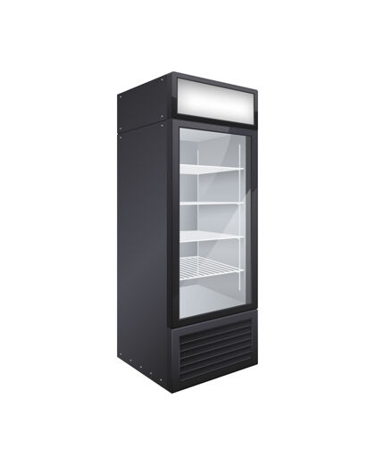 商业商用玻璃门饮料冰箱真实构图与孤立的商店冰箱形象冰箱仓库设置