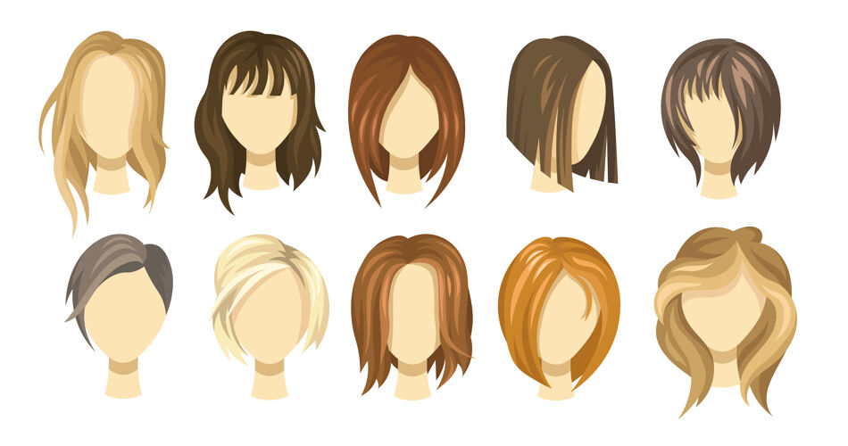 创意女性发型系列适合女孩的金色 棕色和姜黄色发型Swoosh直背部