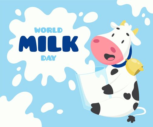 活动手绘世界牛奶日插画牛奶牛奶6月1日