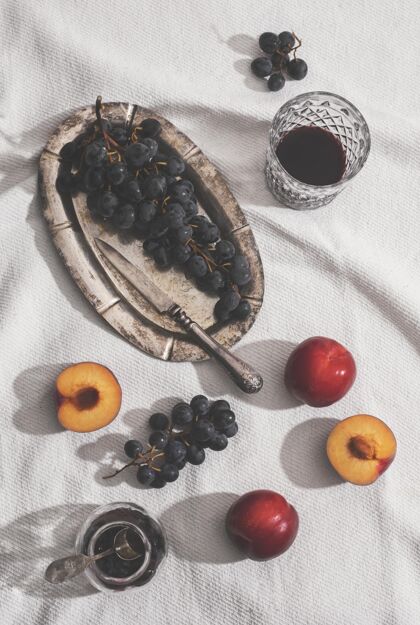 食物俯瞰美味的水果布置排列水果垂直
