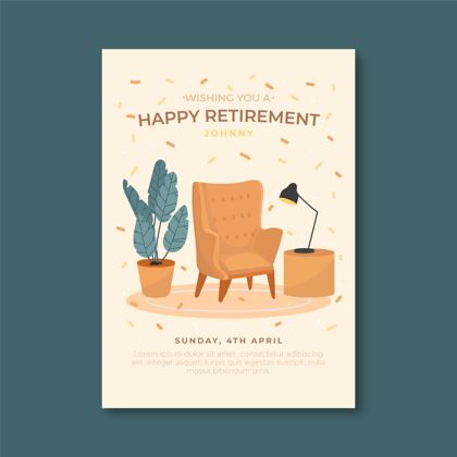 老年人平面退休贺卡模板平面设计随时打印贺卡