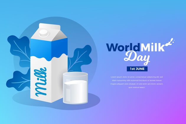 全球梯度世界牛奶日插画乳制品梯度营养