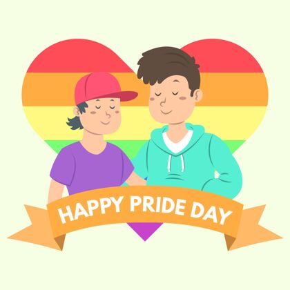 彩虹手绘骄傲日插图庆祝同性恋骄傲月