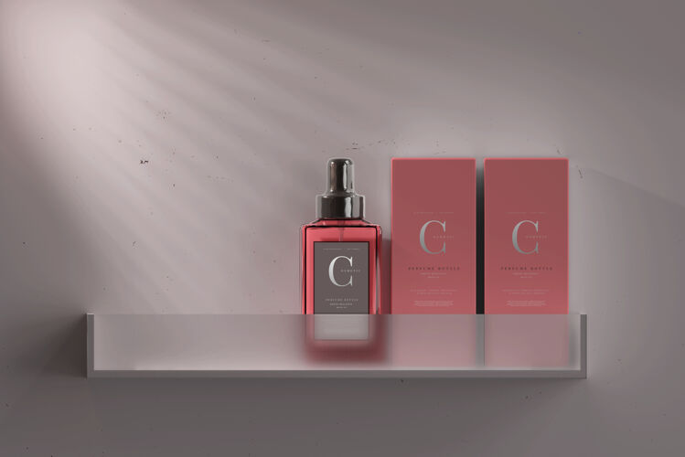 香水方形香水瓶和盒子模型展示专业液体