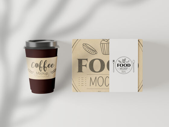 袋子外卖咖啡杯和食品包装模型无人拿走硬纸板
