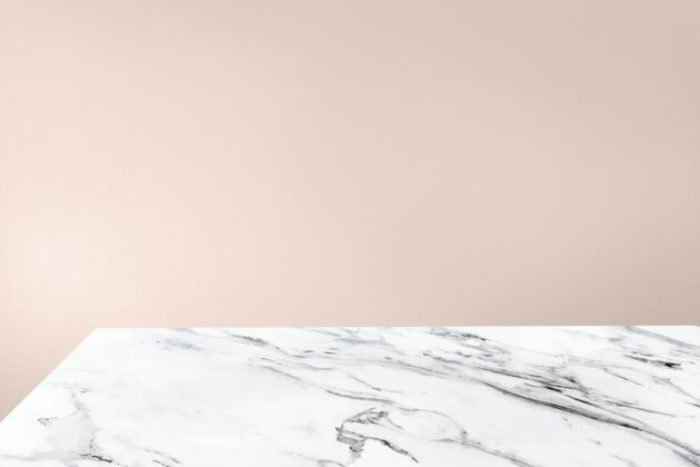 客厅纯色粉彩橙色墙面搭配白色大理石餐桌产品背景材料复制空间空
