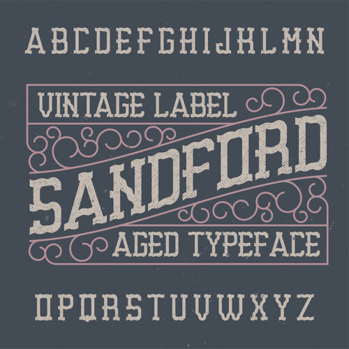 标题复古标签字体命名为桑德福德背景制造手写