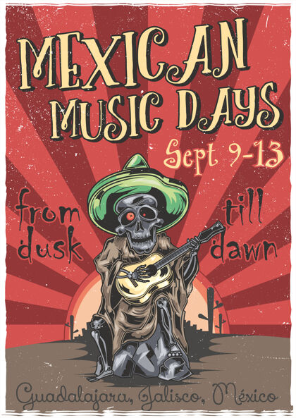 音乐墨西哥音乐家插画海报休闲墨西哥传统