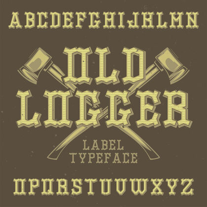 字体复古标签字体命名为旧记录器脚本徽章标点符号