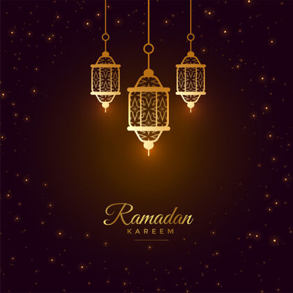 宗教美丽的斋月卡里姆发光的灯笼问候愿望艾杜拉达穆哈拉姆