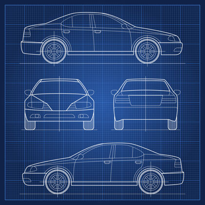 技术汽车蓝图汽车工程蓝图轿车模型结构示意图抽象蓝图项目