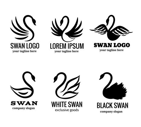 动物天鹅标志集白色或黑色天鹅天鹅抽象单色
