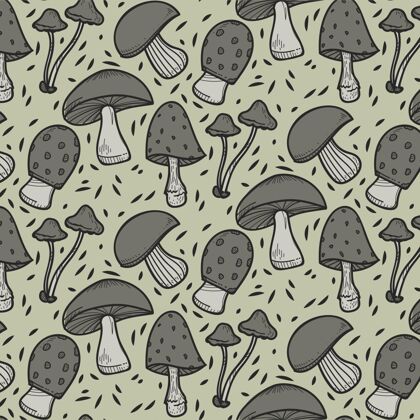 蘑菇背景手绘蘑菇图案蘑菇手绘壁纸