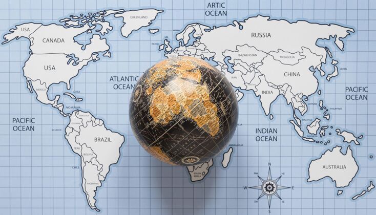 旅游俯视地球仪和世界地图分类项目地图
