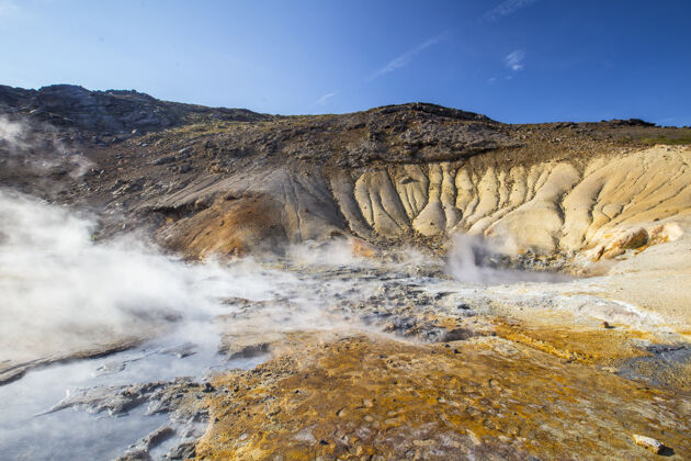 面积冰岛雷克雅内斯半岛krysuvik地热区的迷人照片地质景观冰岛