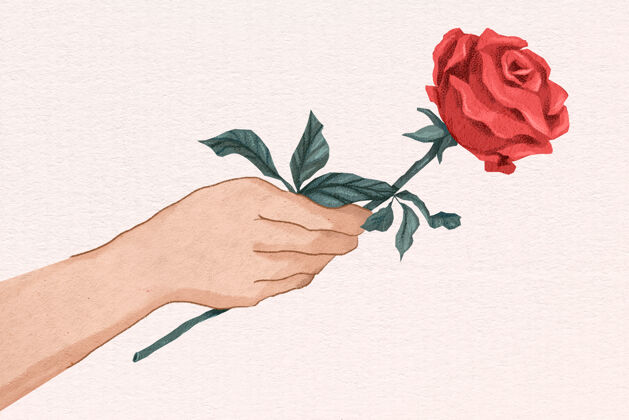 坠入爱河可爱的情人节玫瑰礼物手绘插图动画圣瓦伦丁感情