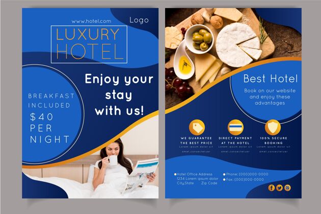 信息带照片的专业酒店信息传单室内旅游酒店传单