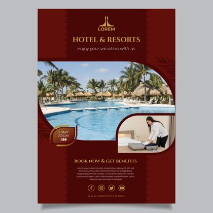 室内带照片的专业酒店信息传单室内旅游信息