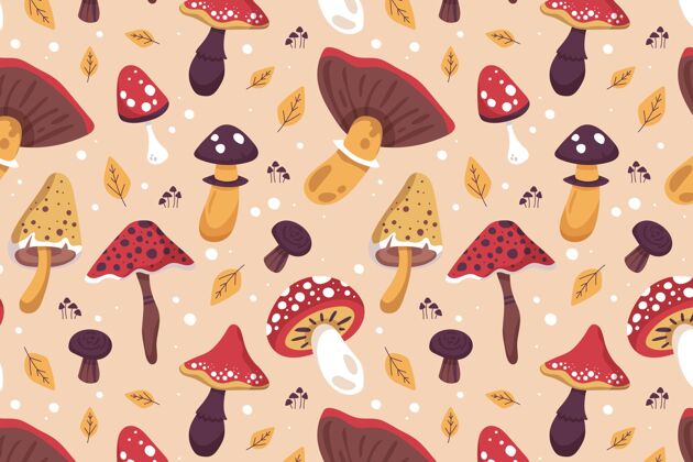 背景手绘蘑菇图案图案手绘蘑菇背景