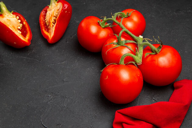 有机侧面特写蔬菜红椒西红柿花梗桌布壁板健康桌布