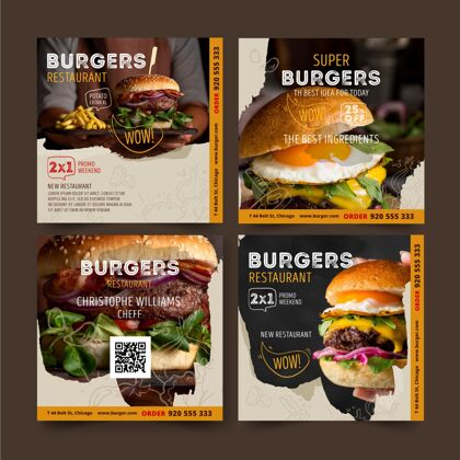 食品汉堡餐厅instagram帖子汉堡印刷品餐厅