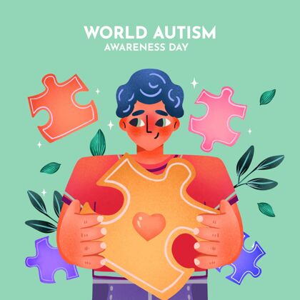 阿斯伯格综合症水彩画世界自闭症意识日插画自闭症4月2日全球