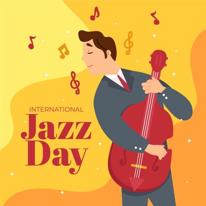乐器手绘国际爵士日插画国际爵士乐日爵士乐日爵士乐音乐会