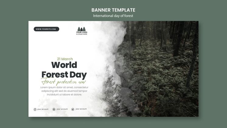 意识世界森林日横幅模板旗帜动物国际