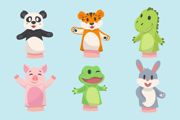 动物收集手绘可爱的手木偶手木偶玩具角色