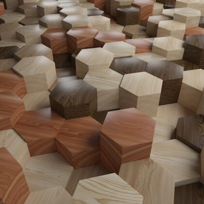 木材三维几何抽象背景明亮几何背景