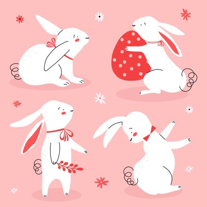 收集手绘复活节兔子系列帕夏设置纪念
