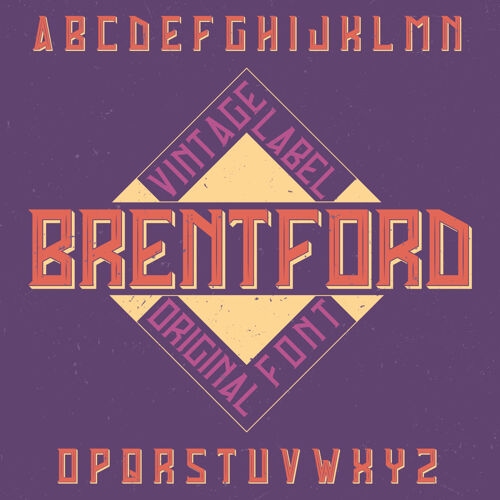 时髦复古标签字体名为布伦特福德排版文本Typescript