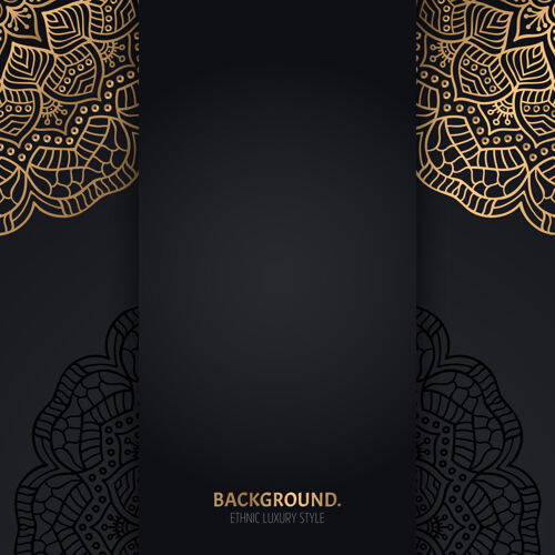 曼荼罗伊斯兰黑色背景 金色几何曼荼罗圆圈抽象锦缎奢华