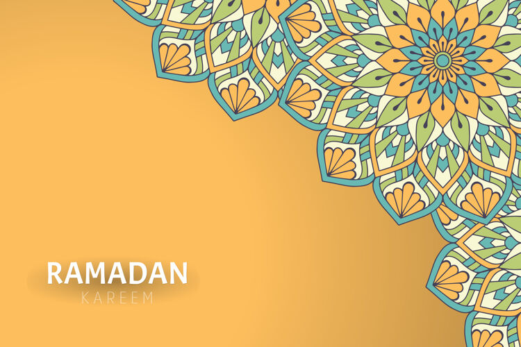 螺旋Ramadamkareem背景和曼荼罗装饰斋月伊斯兰曲线