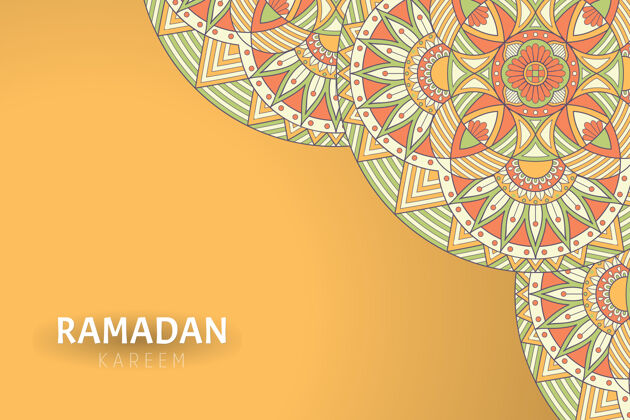 东方Ramadamkareem背景和曼荼罗装饰阿拉伯语斋月花卉