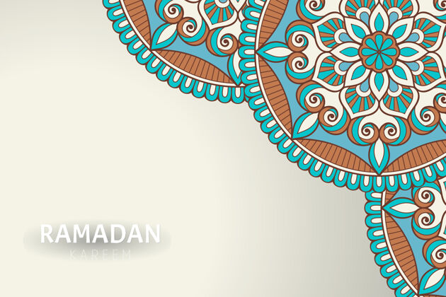 东方Ramadamkareem背景和曼荼罗装饰漩涡曼荼罗框架