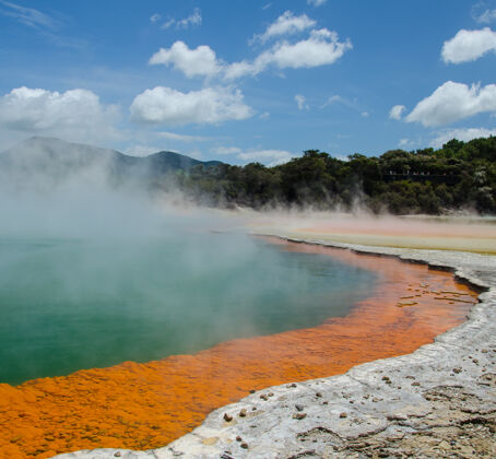 热特写镜头的一个热湖在韦奥塔普 罗托鲁瓦 新西兰水清洁表面
