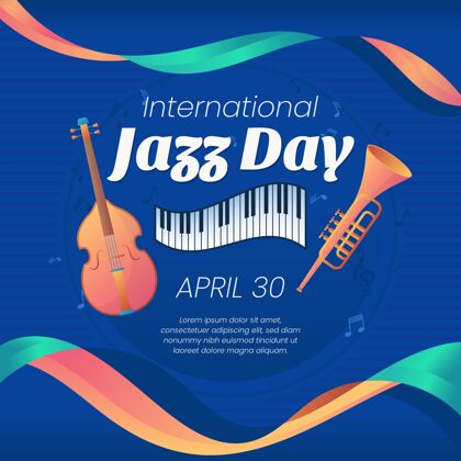 爵士乐日平面国际爵士日插画乐器爵士乐古典
