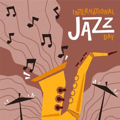 爵士乐音乐会手绘国际爵士日插画爵士乐4月30日声音