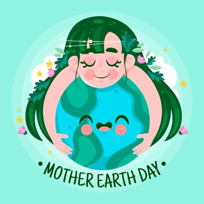 地球母亲日卡通地球母亲节插画卡通意识生物圈