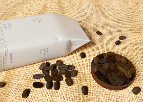 编辑纸袋咖啡豆模型品牌容器模型