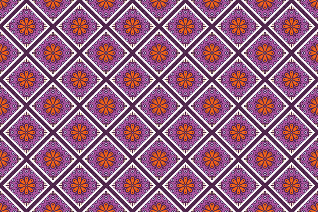 曼荼罗几何无缝图案 圆形元素壁纸阿拉伯花卉