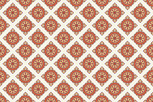 曼荼罗几何无缝图案 圆形元素无缝模式圆圈古董