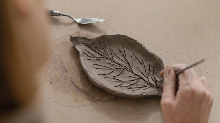 房子特写手工制作叶子生活方式陶器室内