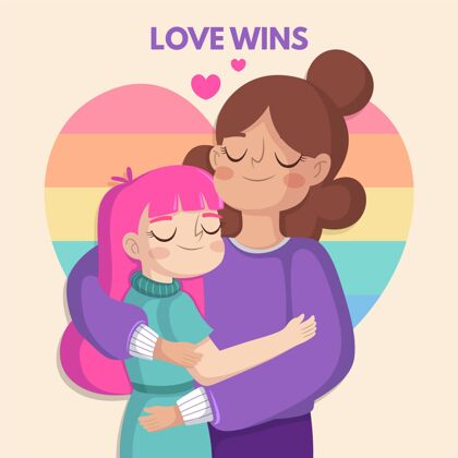 同性恋平面设计同性恋夫妇与lgbt旗帜插图女朋友爱情侣